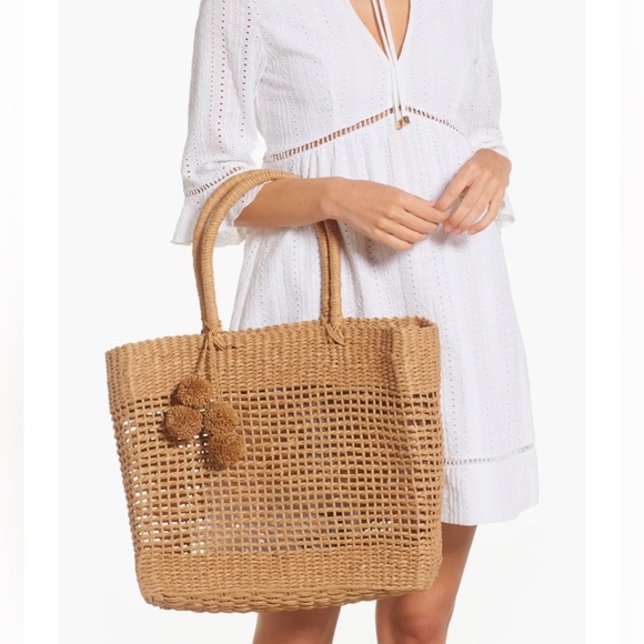 Woven Tan Tote Bag - Picture 1 of 3
